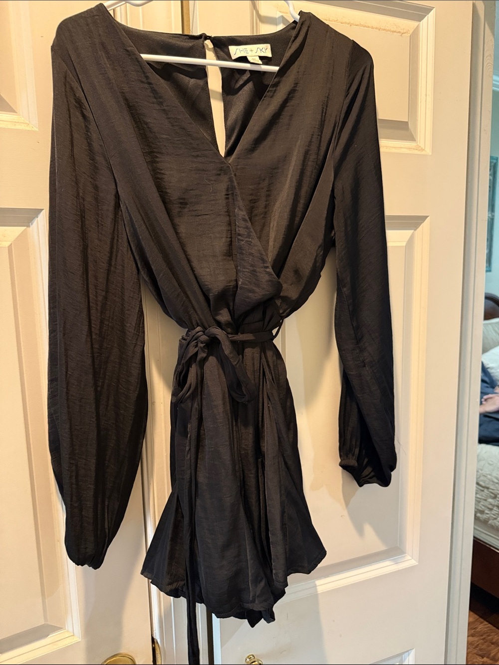 She + Sky Black Wrap Romper